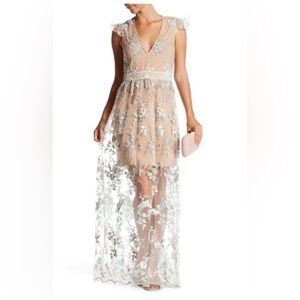 WAYF Oakfield Embroidered Mesh Maxi Dress